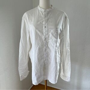 Collarless Linen and cotton shirt